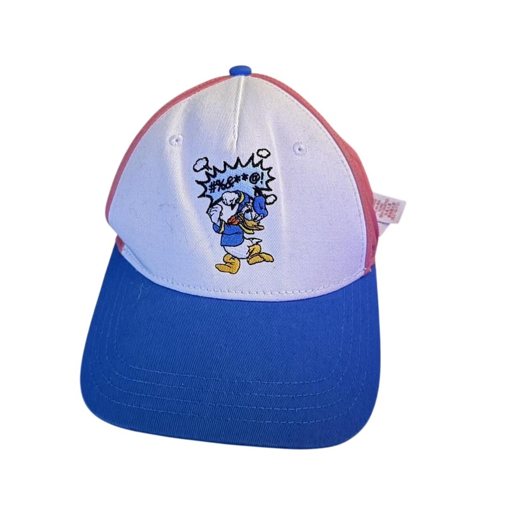 Disney Donald Duck Angry Graphic Trucker Hat Blue White Cap